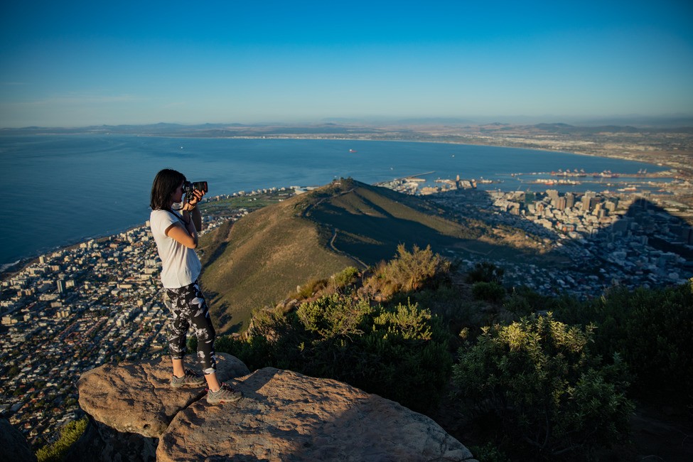 Man setting up camera